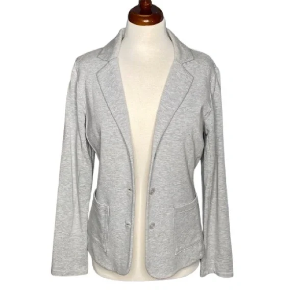 Tahari Light Gray Women's Knit Blazer, L - Picture 2 of 7